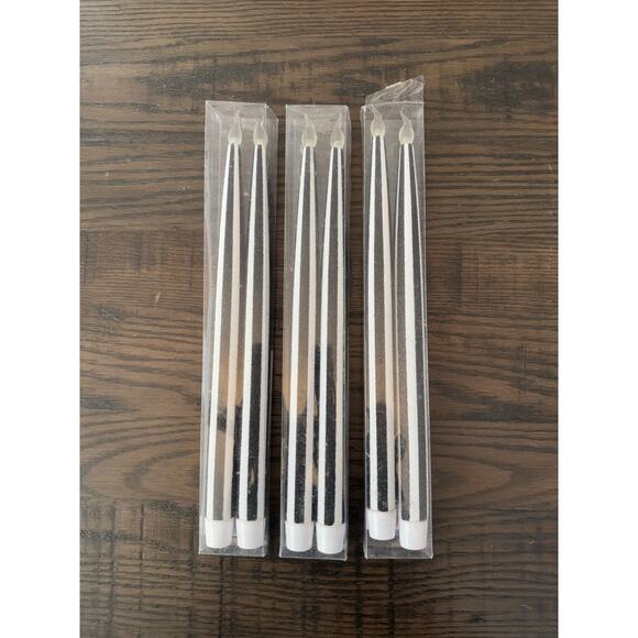 Set of 6 LED Black & White Striped Halloween Candles – Brand New - Picture 2 of 7